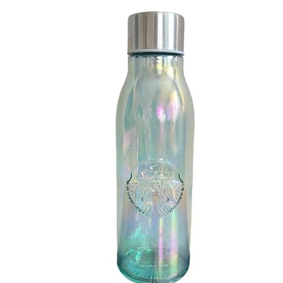 Starbucks 2019 Recycled Glass Water Bottle 20oz Iridescent Made In Spain 9" EUC - Picture 1 of 8